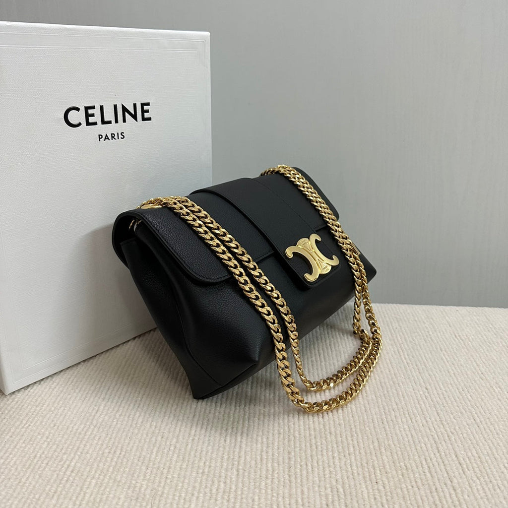 MEDIUM VICTOIRE BAG 25 IN BLACK SUPPLE CALFSKIN GOLD HARDWARE