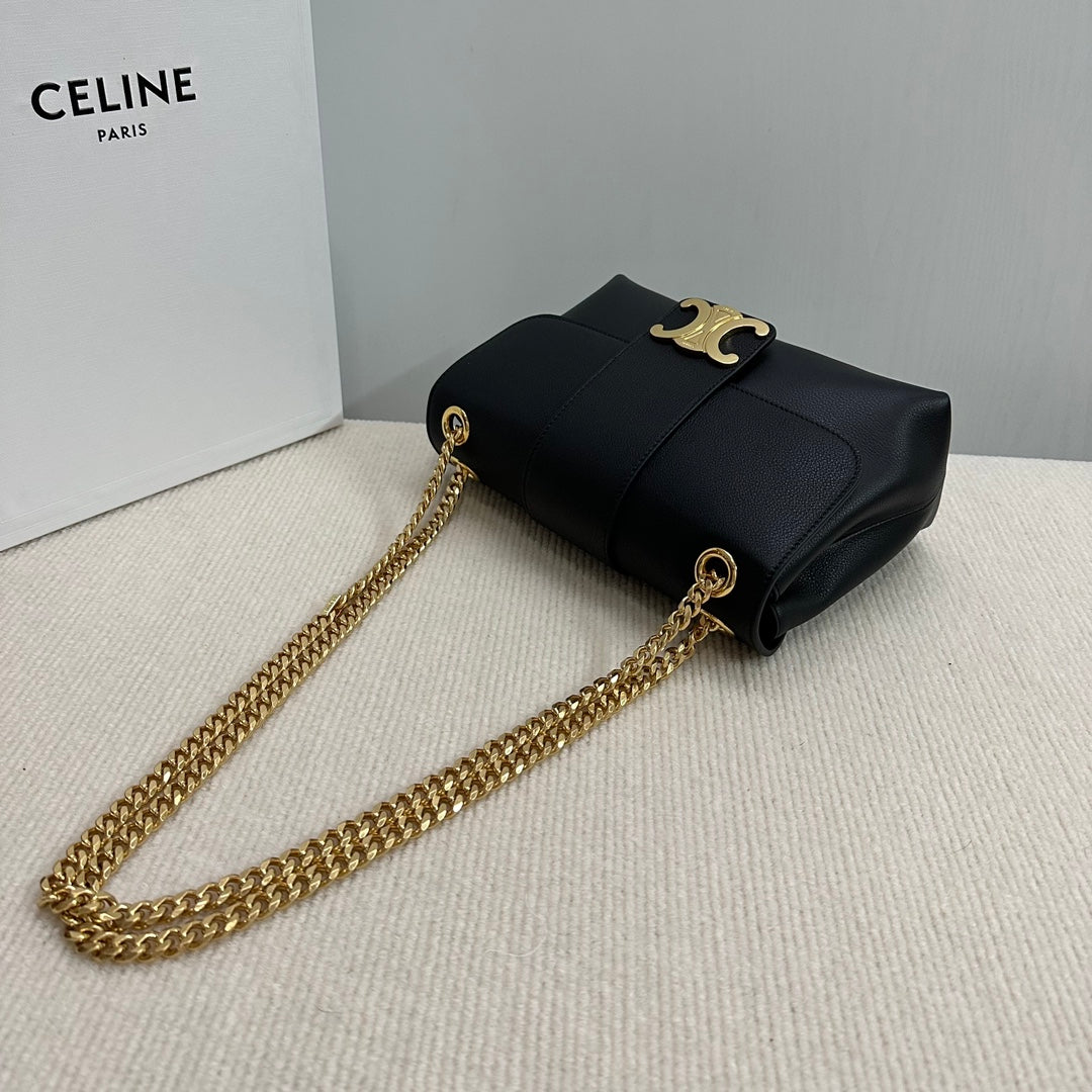 MEDIUM VICTOIRE BAG 25 IN BLACK SUPPLE CALFSKIN GOLD HARDWARE