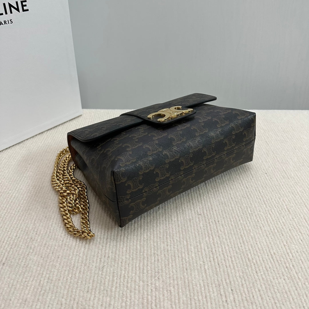 MEDIUM VICTOIRE BAG 25 IN BLACK TRIOMPHE CANVAS GOLD HARDWARE