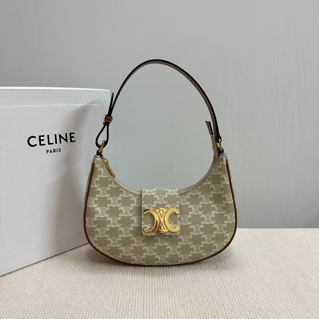 MEDIUM AVA BAG 23 IN BEIGE TRIOMPHE CANVAS GOLD LOGO