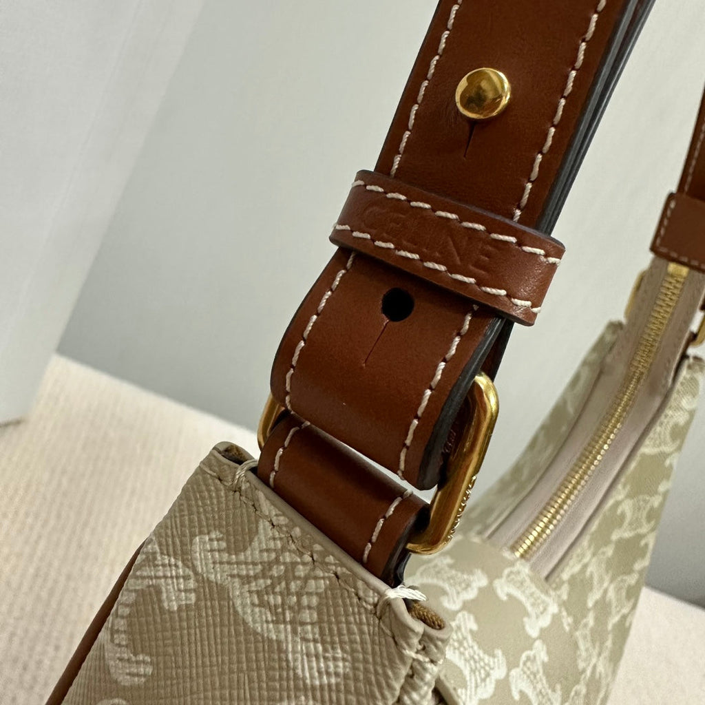 MEDIUM AVA BAG 23 IN BEIGE TRIOMPHE CANVAS GOLD LOGO