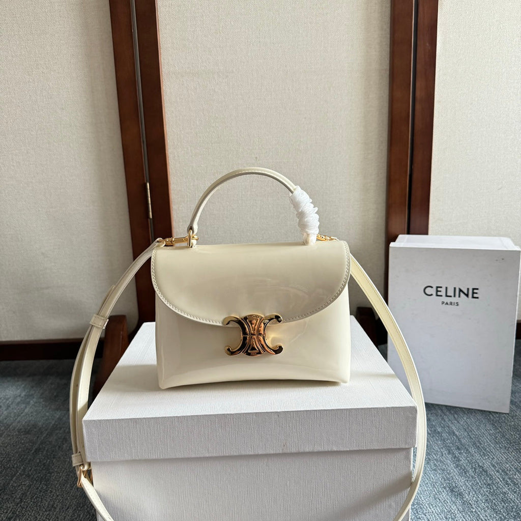 TEEN NINO BAG 20 IN WHITE GLOSSY CALFSKIN GOLD HARDWARE