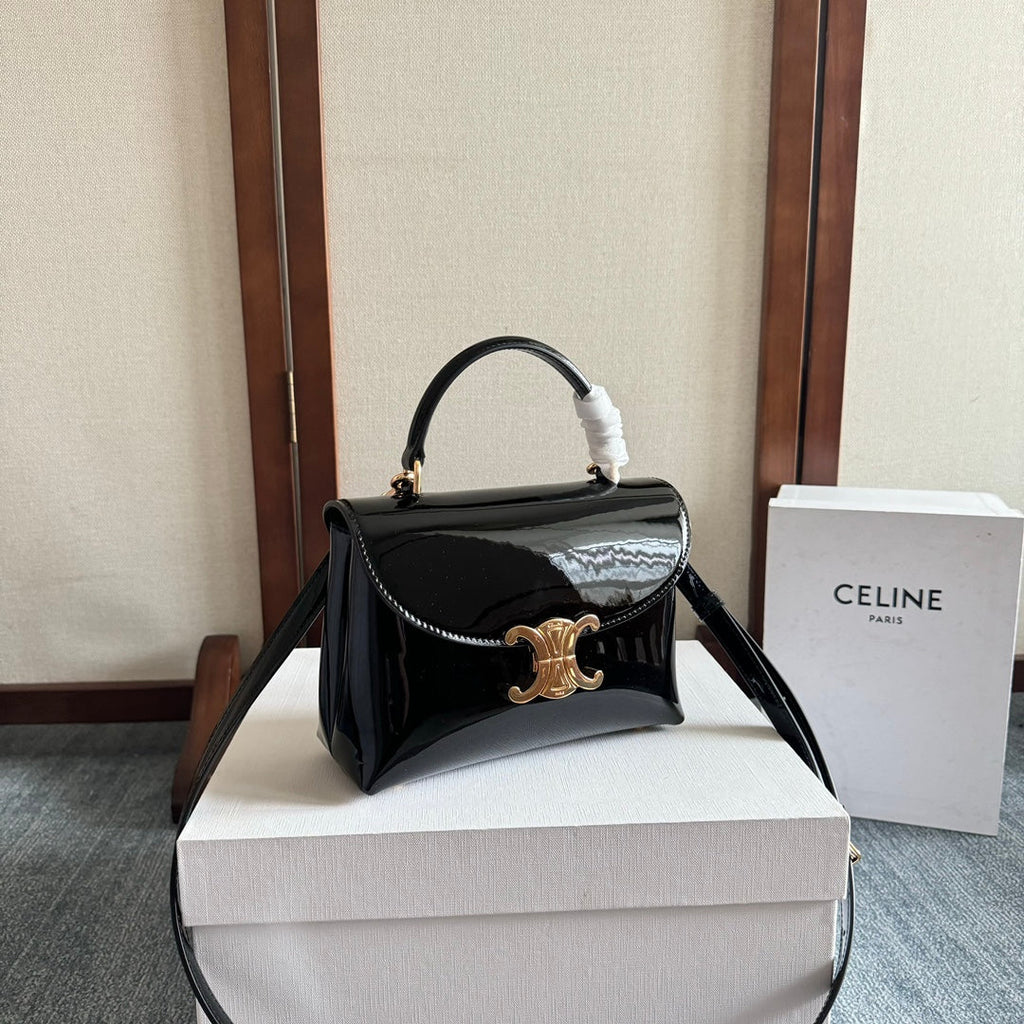 TEEN NINO BAG 20 IN BLACK GLOSSY CALFSKIN GOLD HARDWARE
