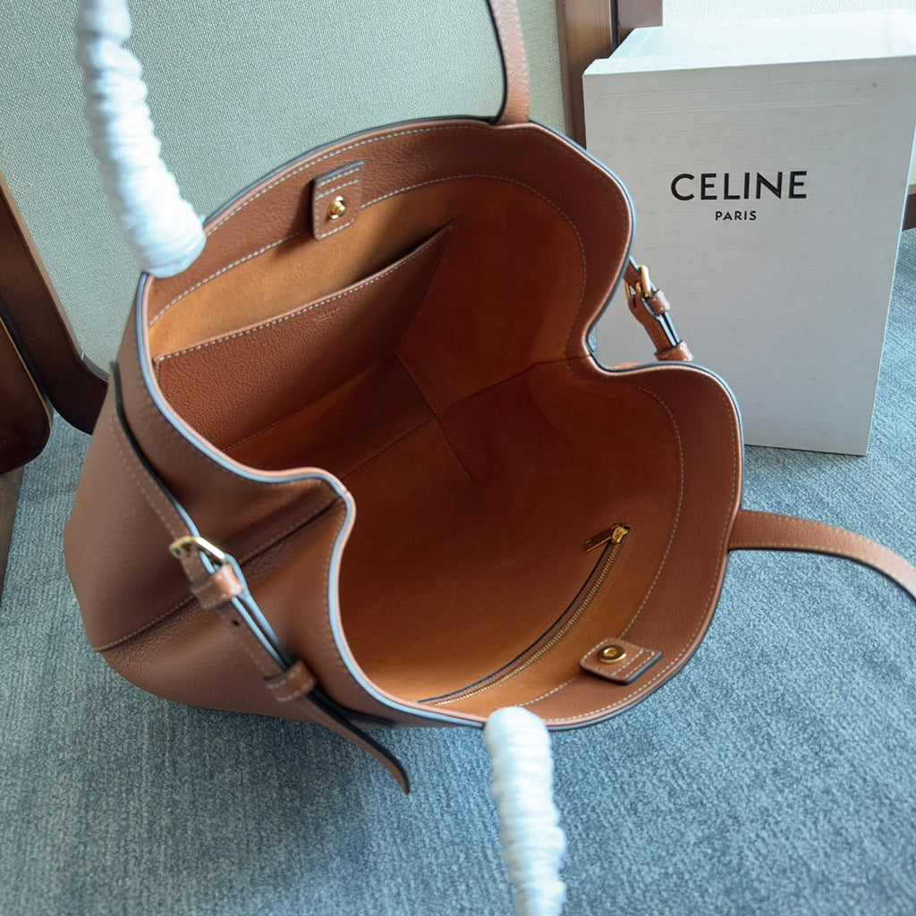 SMALL CABAS ANAÏS CUIR TRIOMPHE 28 IN BRONZE ORANGE GRAINED CALFSKIN