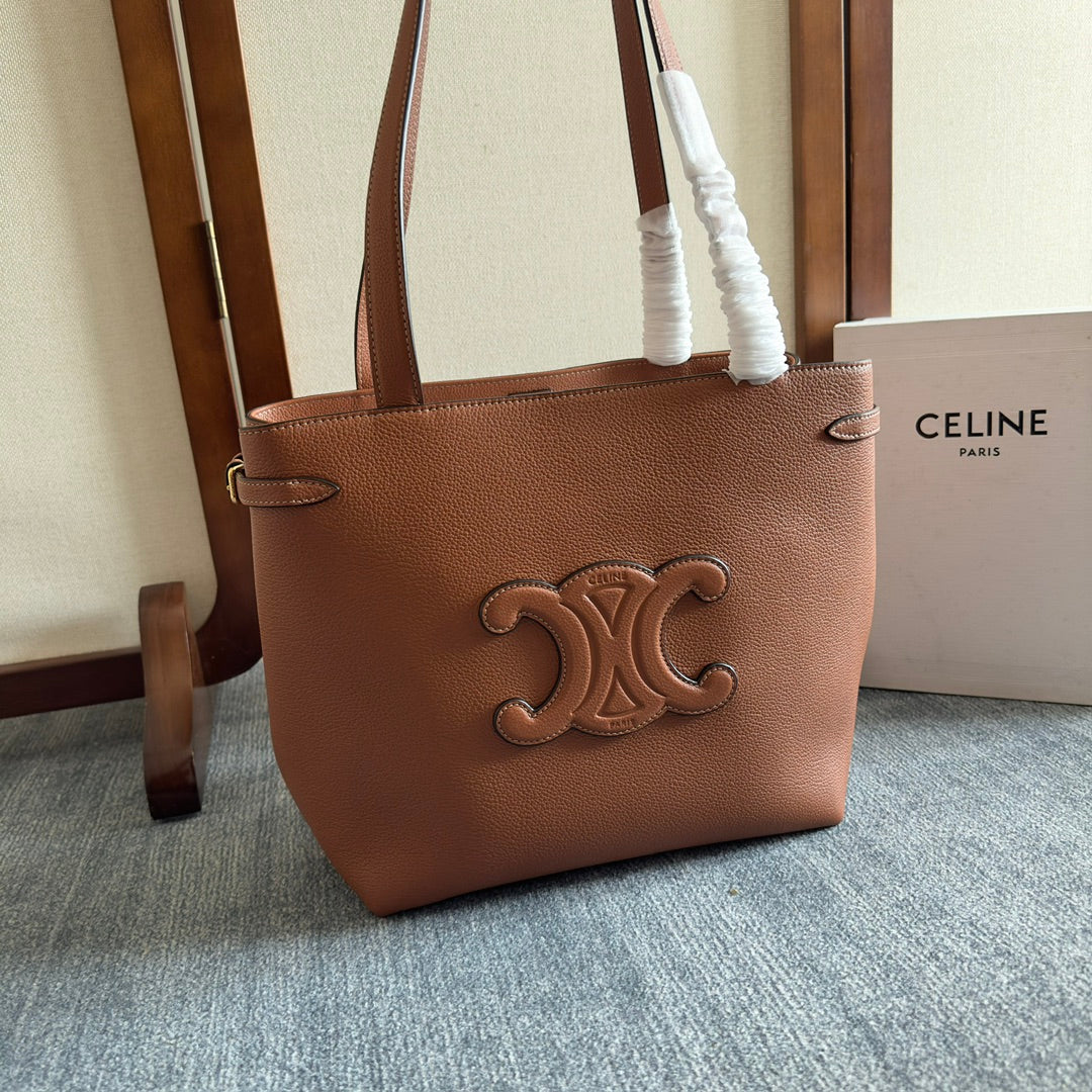 SMALL CABAS ANAÏS CUIR TRIOMPHE 28 IN BRONZE ORANGE GRAINED CALFSKIN