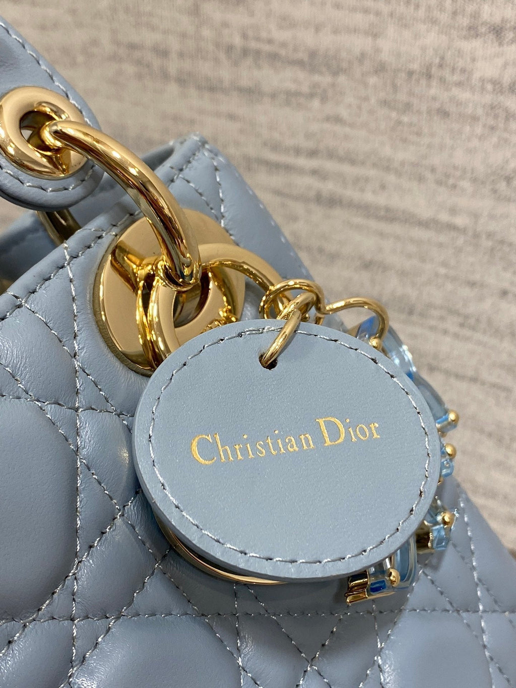 LADY MINI BAG 17 IN CERULEAN BLUE LAMBSKIN