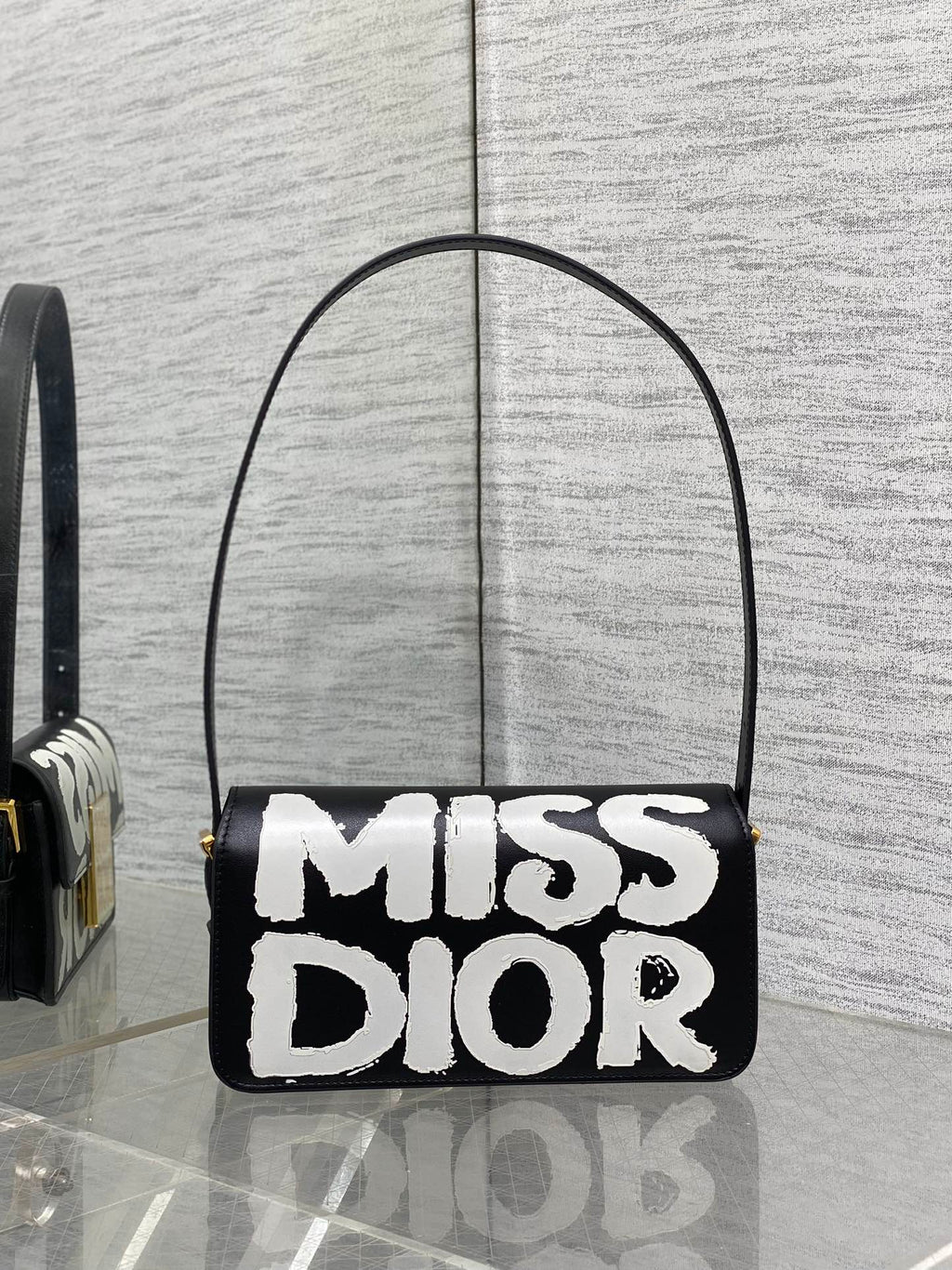 SMALL 22 FLAP BAG IN BLACK MIX WHITE LAMBSKIN WITH GOLD HARDWARE