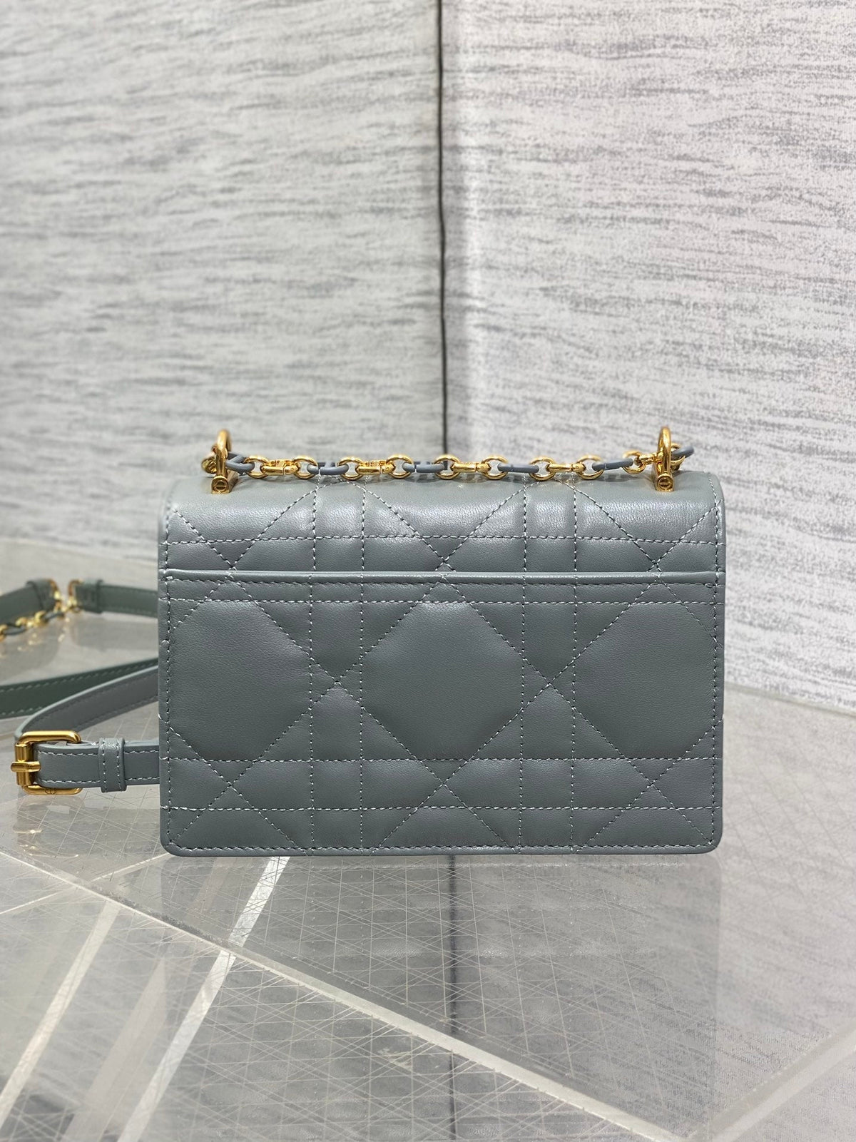 MISS CARO MINI BAG 17 IN OSLO GREY MACROCANNAGE LAMBSKIN