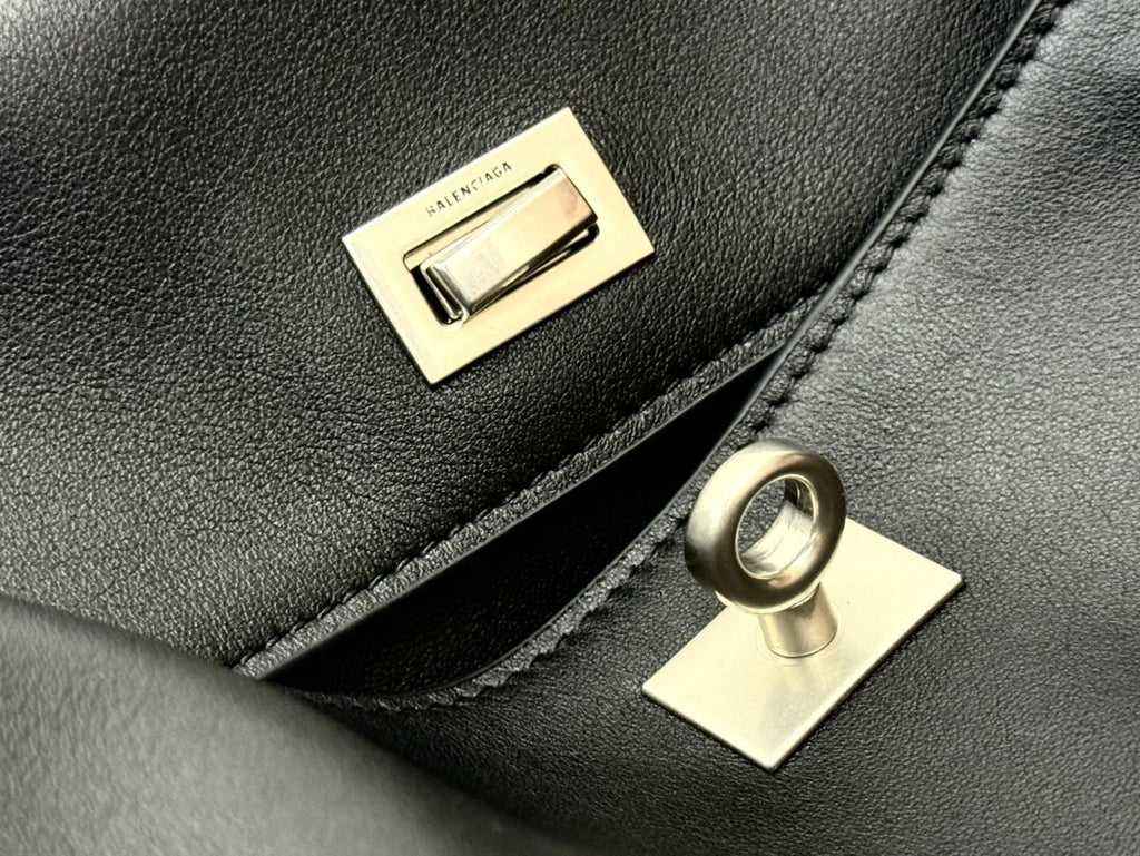 RODEO LARGE BAG 40 IN BLACK SMOOTH CALFSKIN SILVER HARDWARE