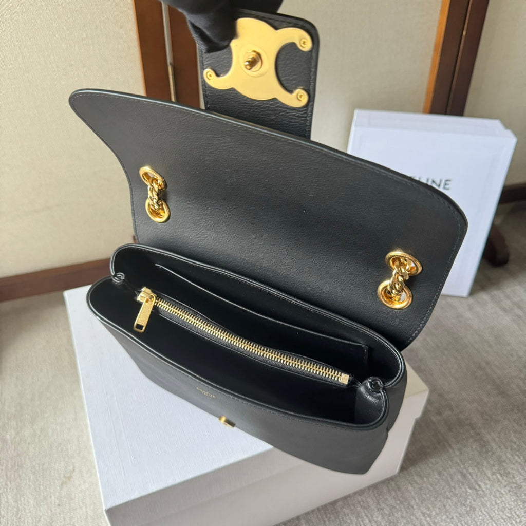 MEDIUM CELINE VICTOIRE BAG 25 IN BLACK CALFSKIN GOLDEN HARDWARE