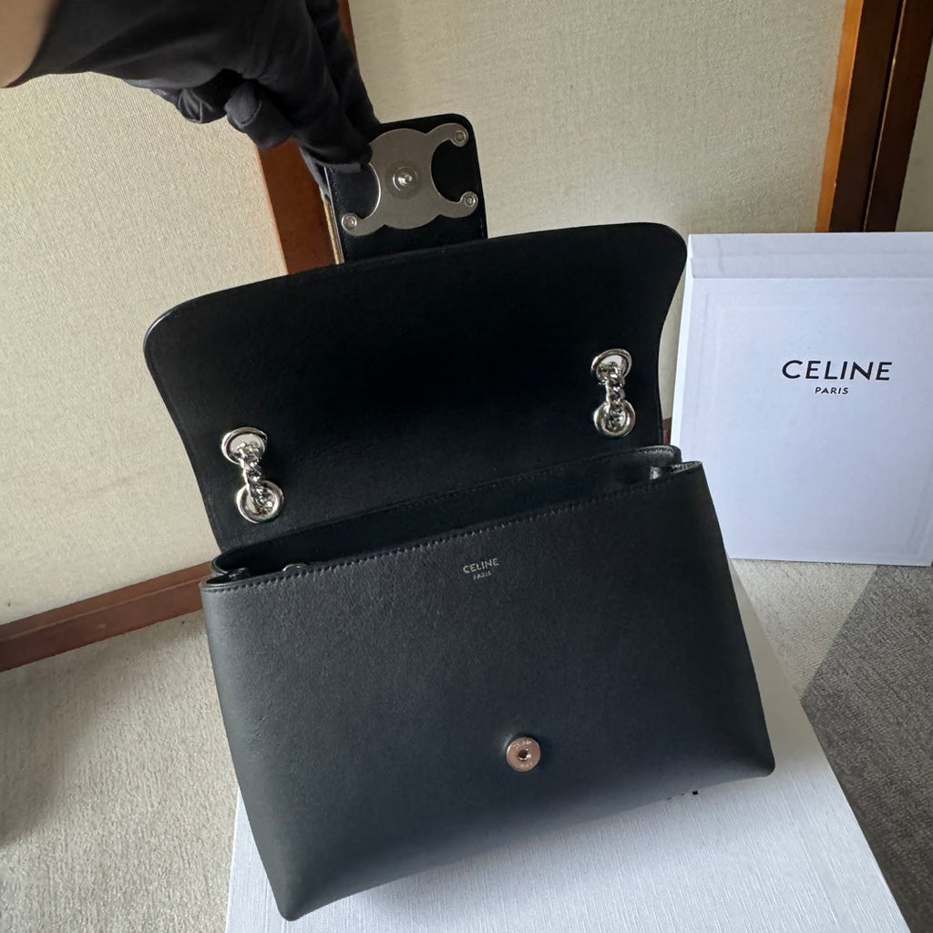 MEDIUM CELINE VICTOIRE BAG 25 IN BLACK CALFSKIN SILVER HARDWARE