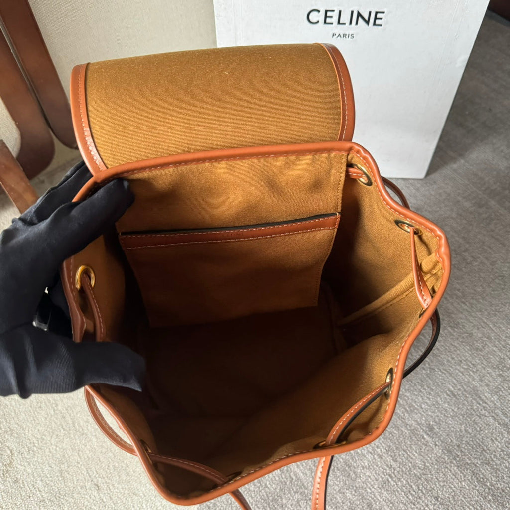 MEDIUM FOLCO BACKPACK 32 IN WHITE TRIOMPHE CANVAS