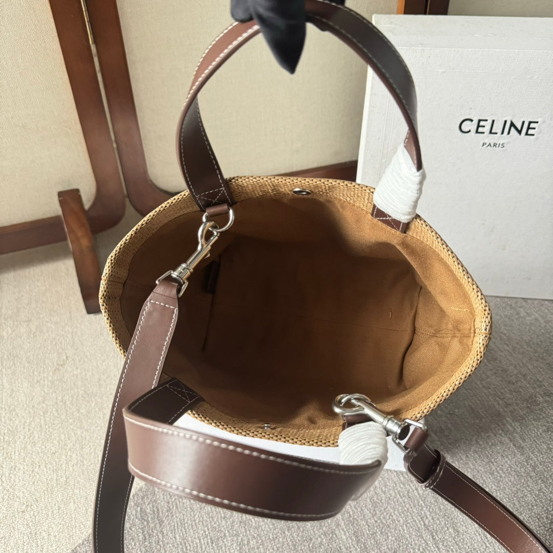 CELINE TOTE BAG 31 IN BROWN RAFFIA CABAS