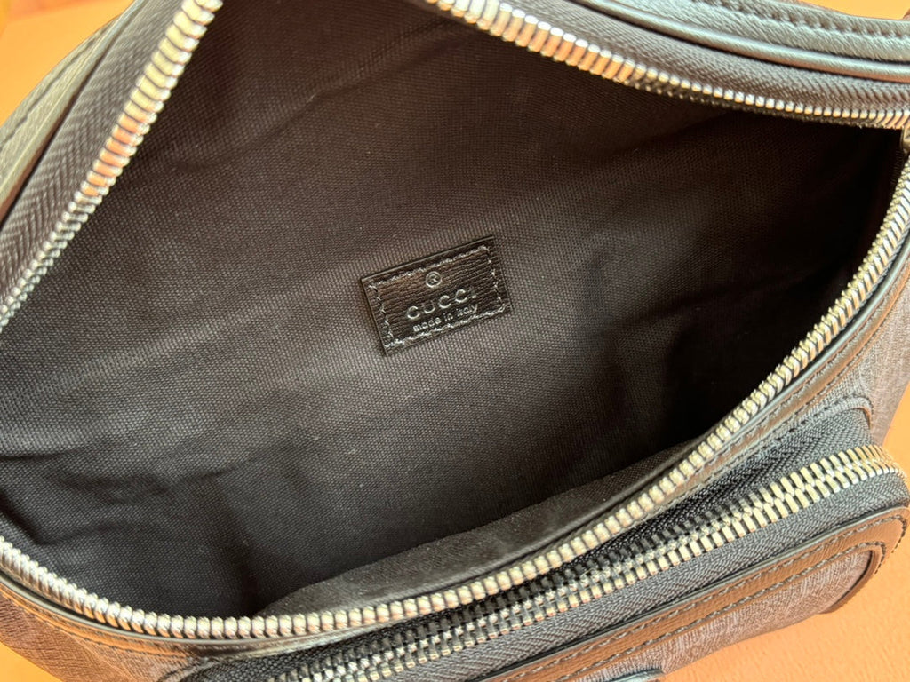 OPHIDIA BELT BAG 28 IN DARK GREY GG CALFSKIN