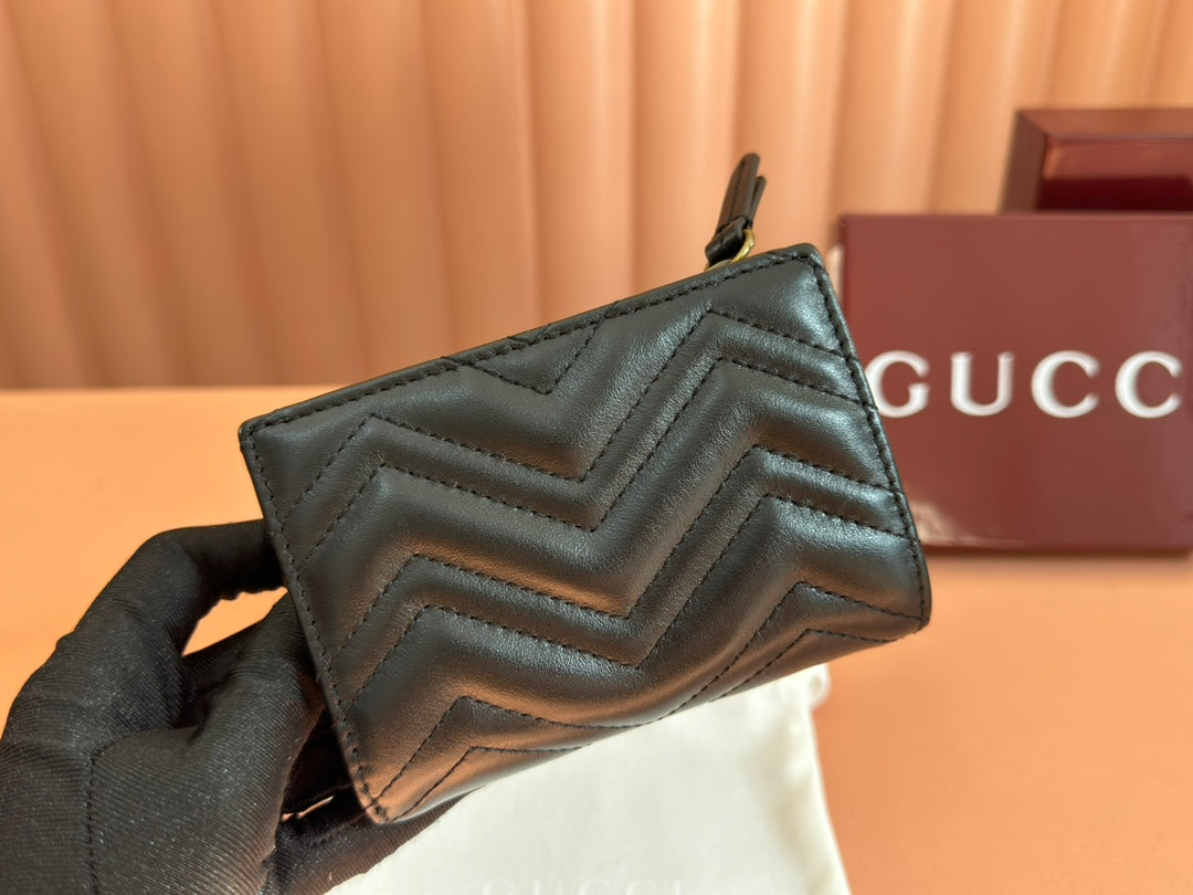 MEDIUM DOUBLE G WALLET 11.5 IN BLACK SMOOTH CALFSKIN