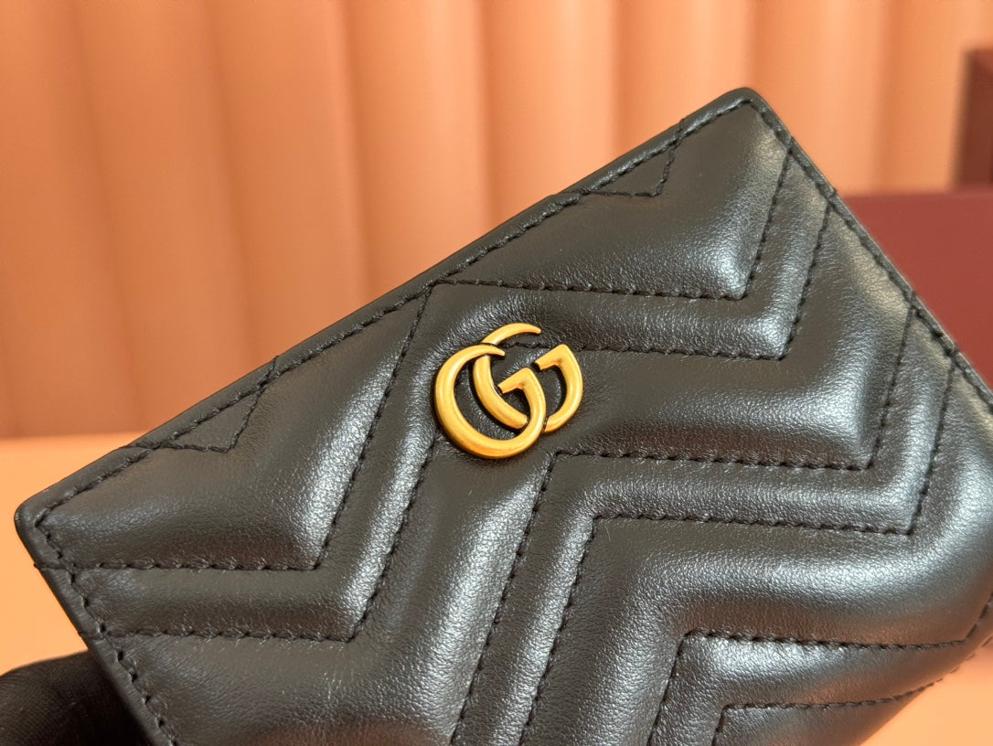 MEDIUM DOUBLE G WALLET 11.5 IN BLACK SMOOTH CALFSKIN
