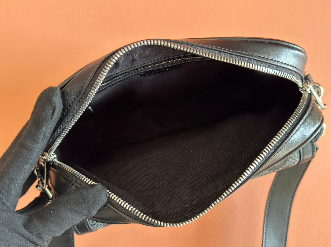 SMALL JUMBO CROSSBODY 23 IN GREY AND BLACK GRAINY GG LAMBSKIN