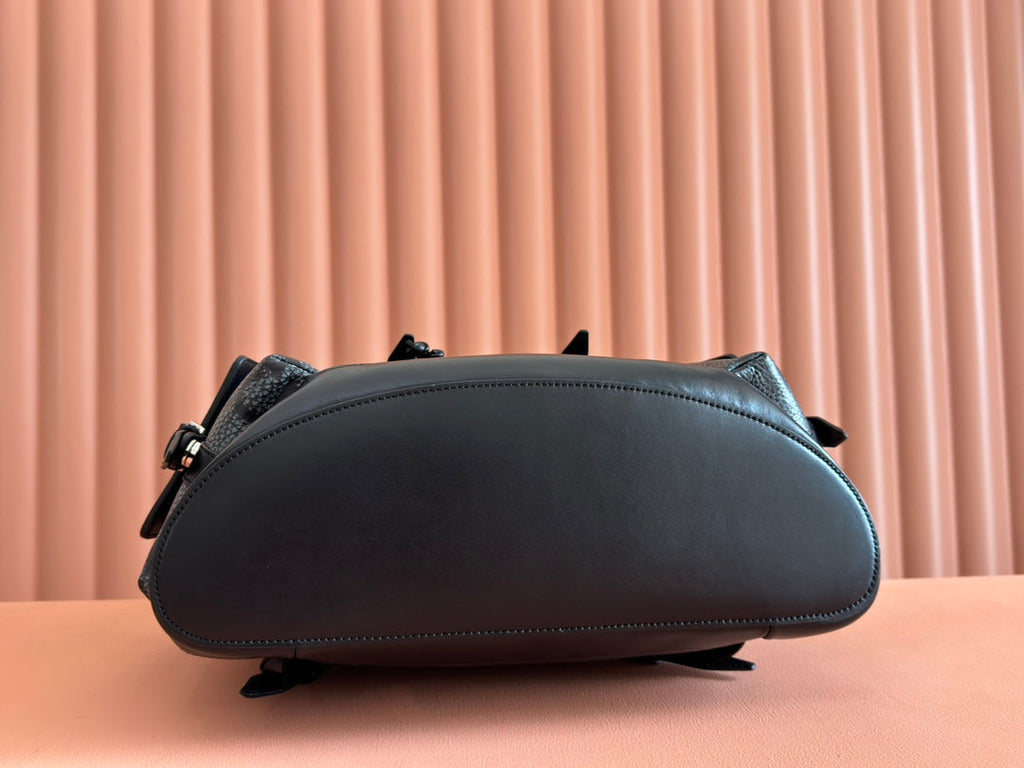 LARGE BACKPACK JUMBO 41 IN GREY AND BLACK GRAINY GG LAMBSKIN