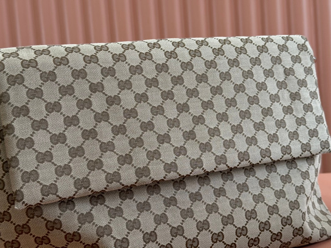 LARGE CROSSBODY BAG 36 IN BEIGE AND DARK BROWN CANVAS MONOGRAM LOGO