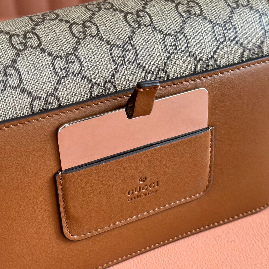 GO SMALL SHOULDER BAG 21.5 IN DARK GREY BROWN CALFSKIN