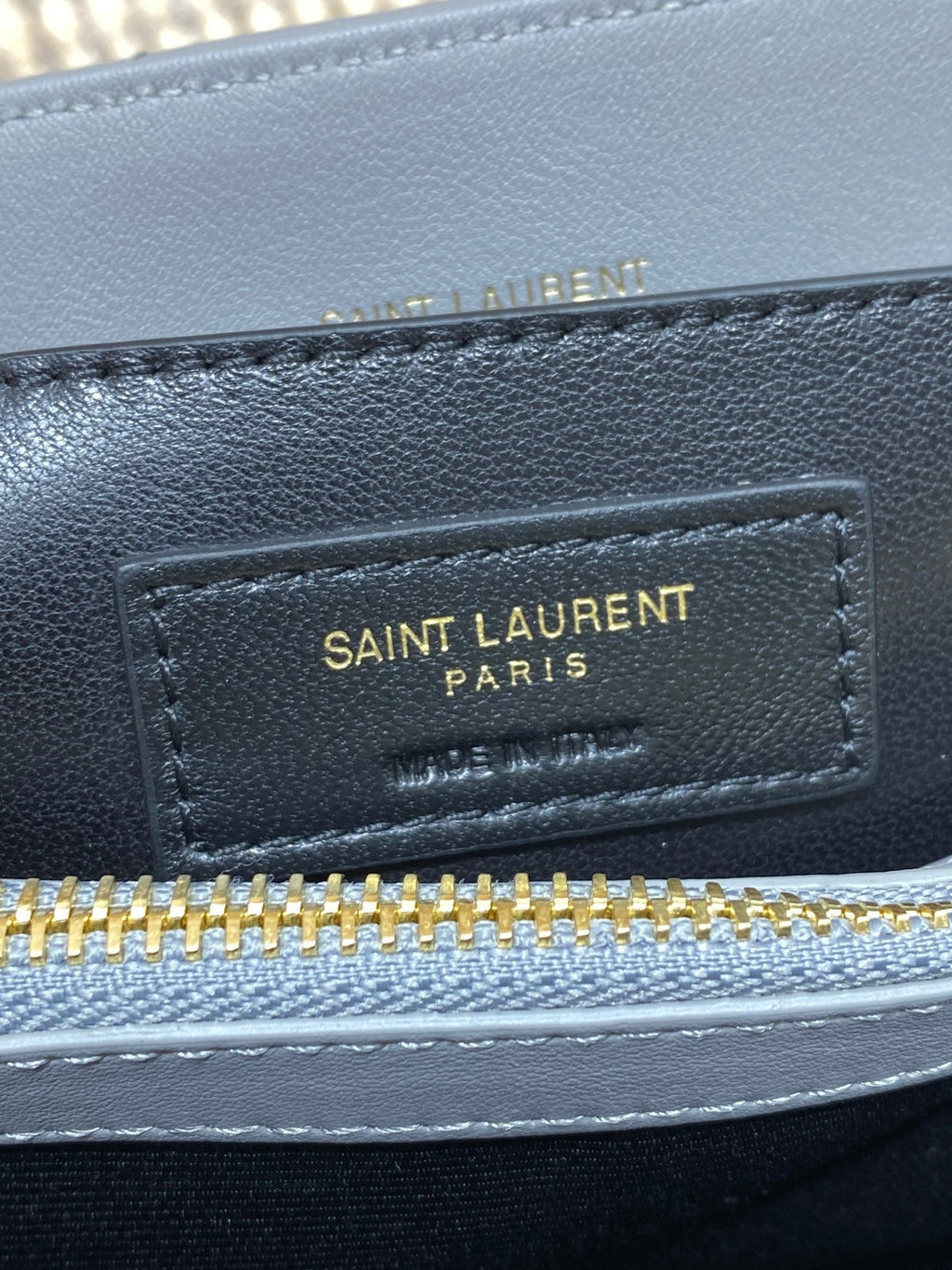 LOULOU SMALL 25 IN ASH BLUE LAMBSKIN GOLD HARDWARE