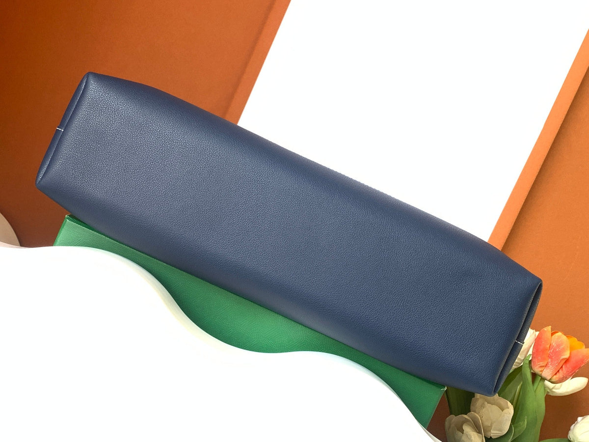 CISALPIN DOCUMENT CASE 39 IN NAVY BLUE GOYARDINE CANVAS AND CALFSKIN