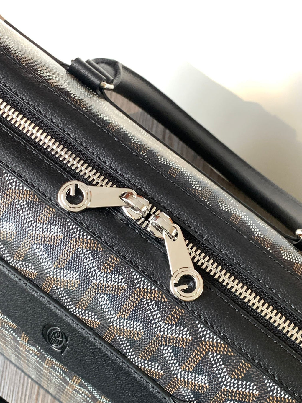 CISALPIN DOCUMENT CASE 39 IN BLACK GOYARDINE CANVAS AND CALFSKIN