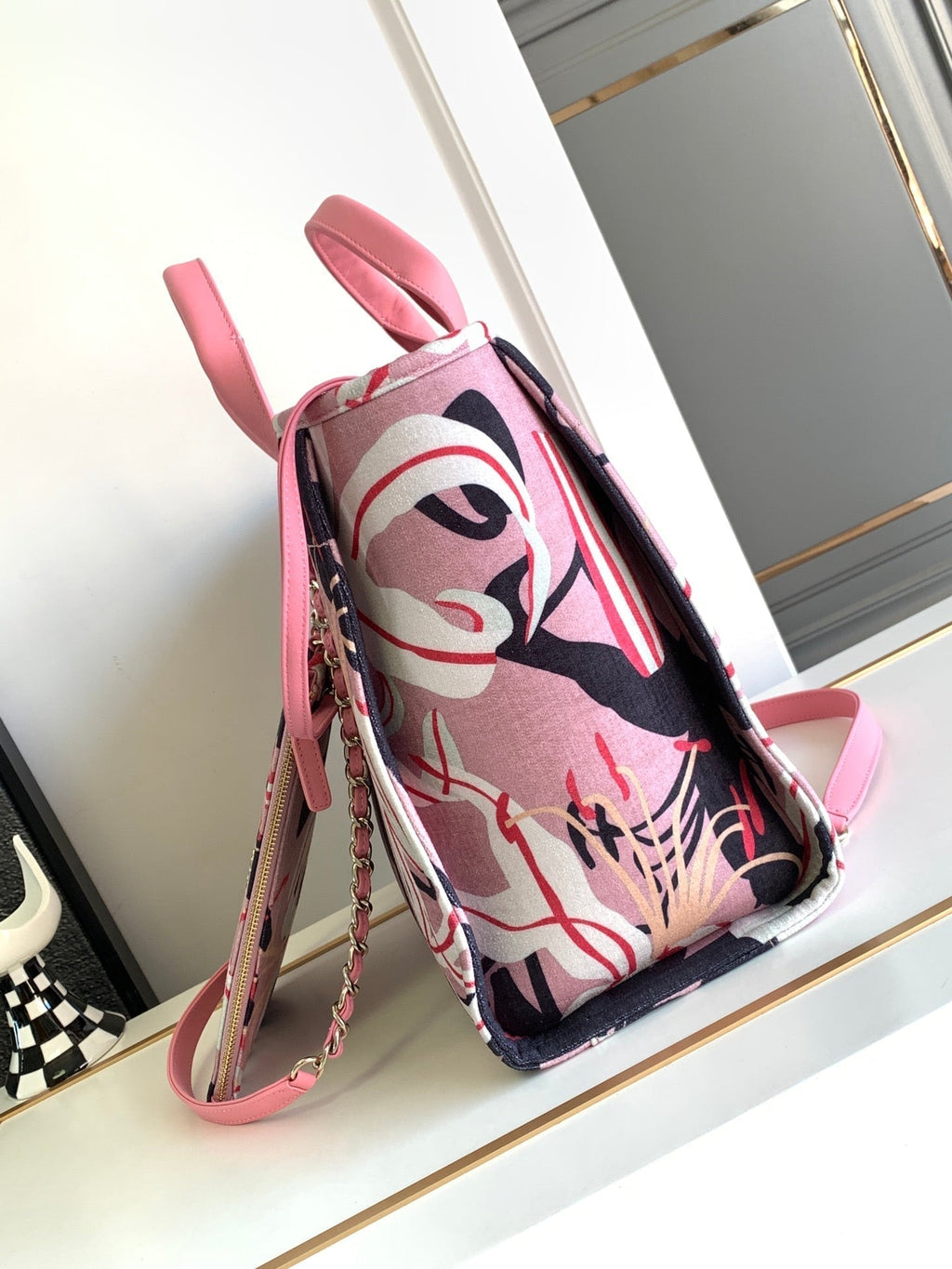 CC CLASSIC LARGE 38 TOTE IN LIGHT PINK MIX COLORFUL CANVAS