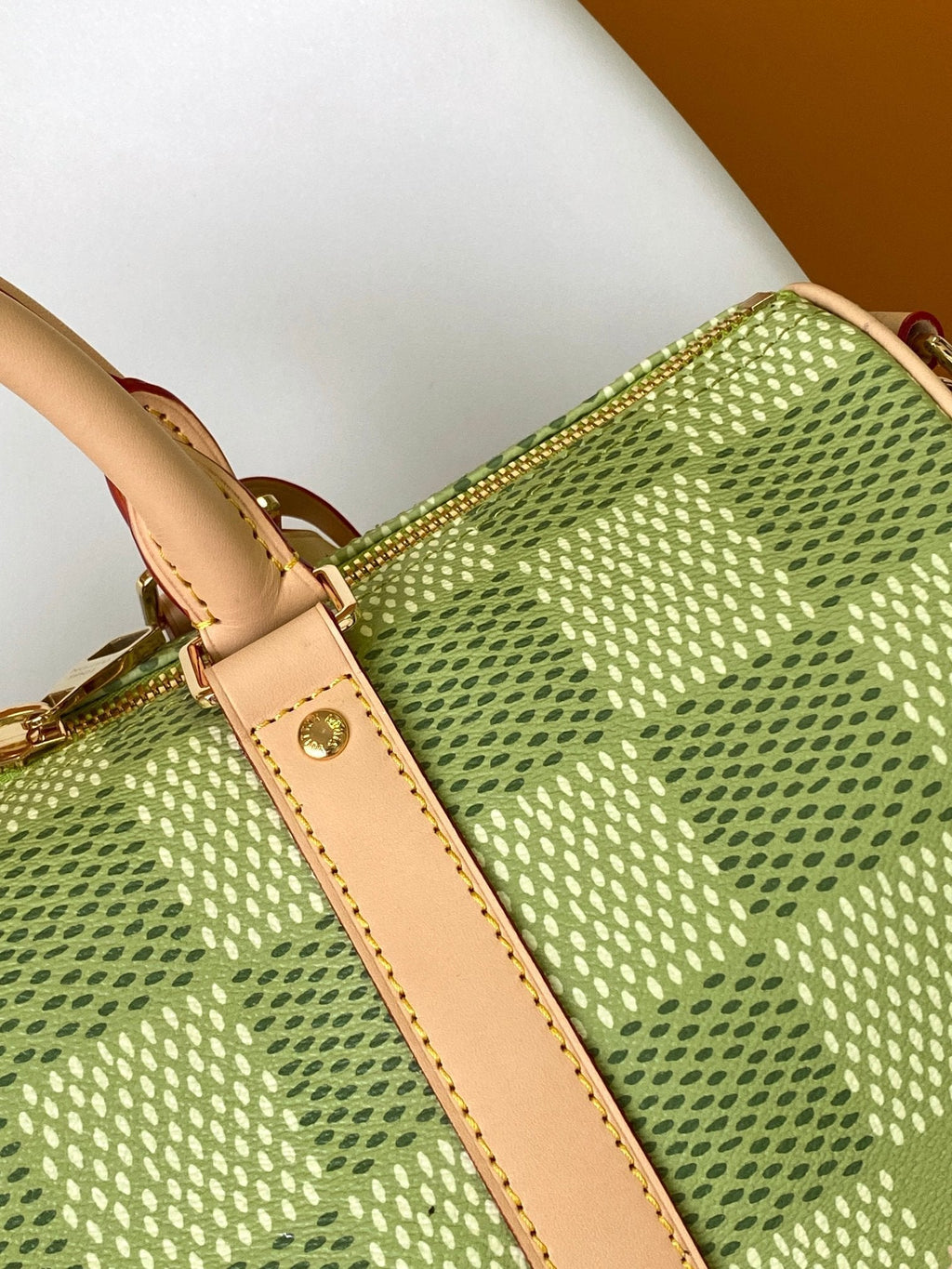 KEEPALL BANDOULIÈRE 34 BAG IN GREEN DAMIER GOLF COATED CANVAS