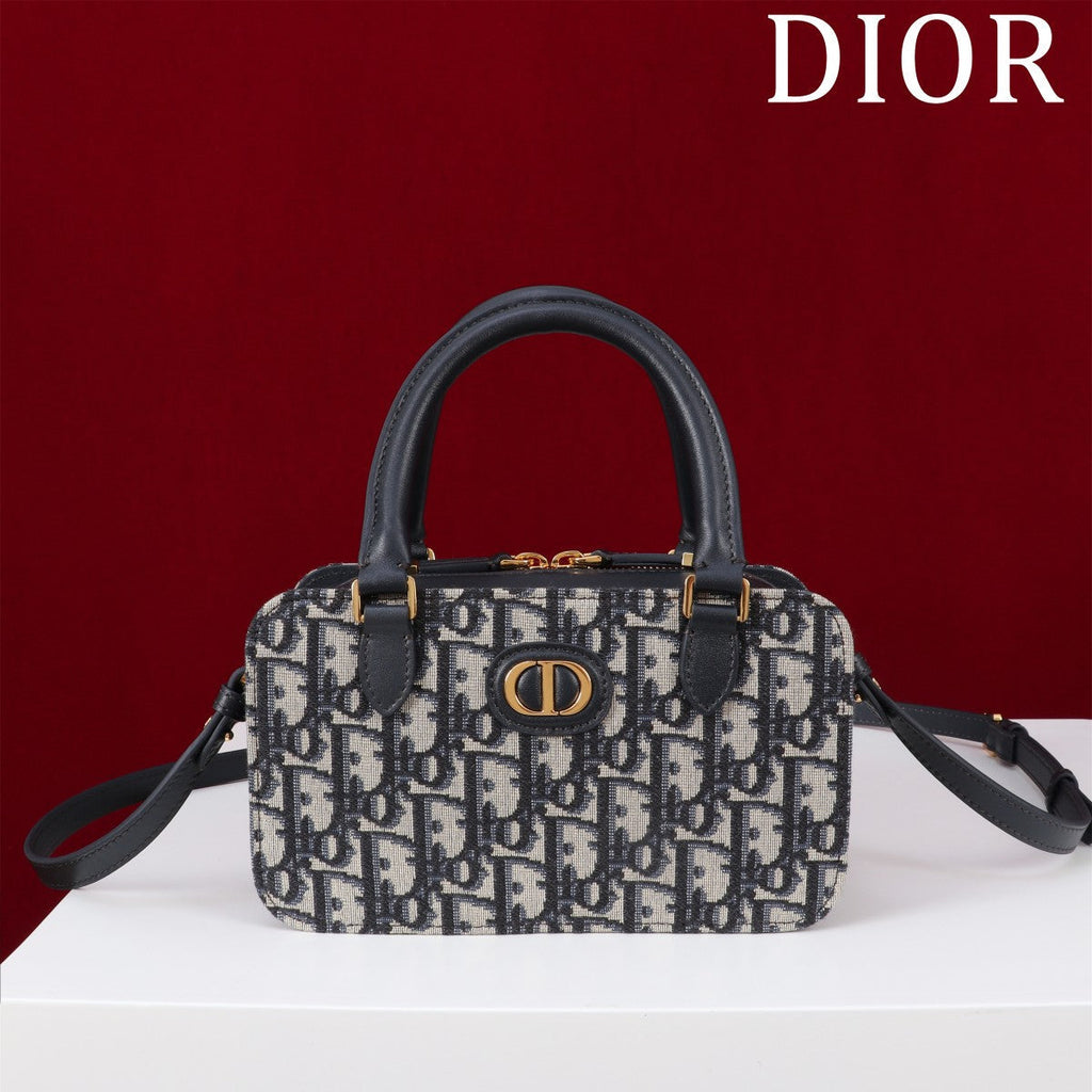 MONTAIGNE MINI DOCTOR BAG 20 IN BLACK MONOGRAM OBLIQUE JACQUARD MIX CALFSKIN