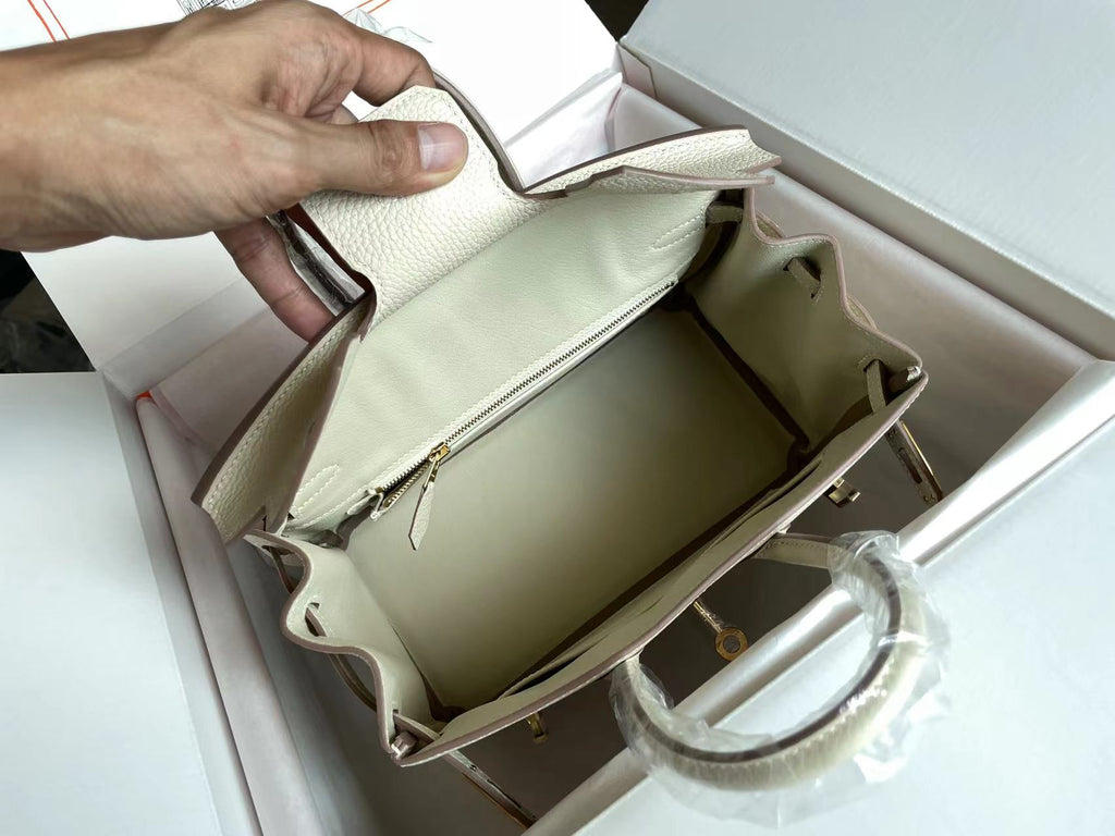 BIRKIN 25 BAG IN WHITE CREAM CALFSKIN WITH COLORFUL STICKER