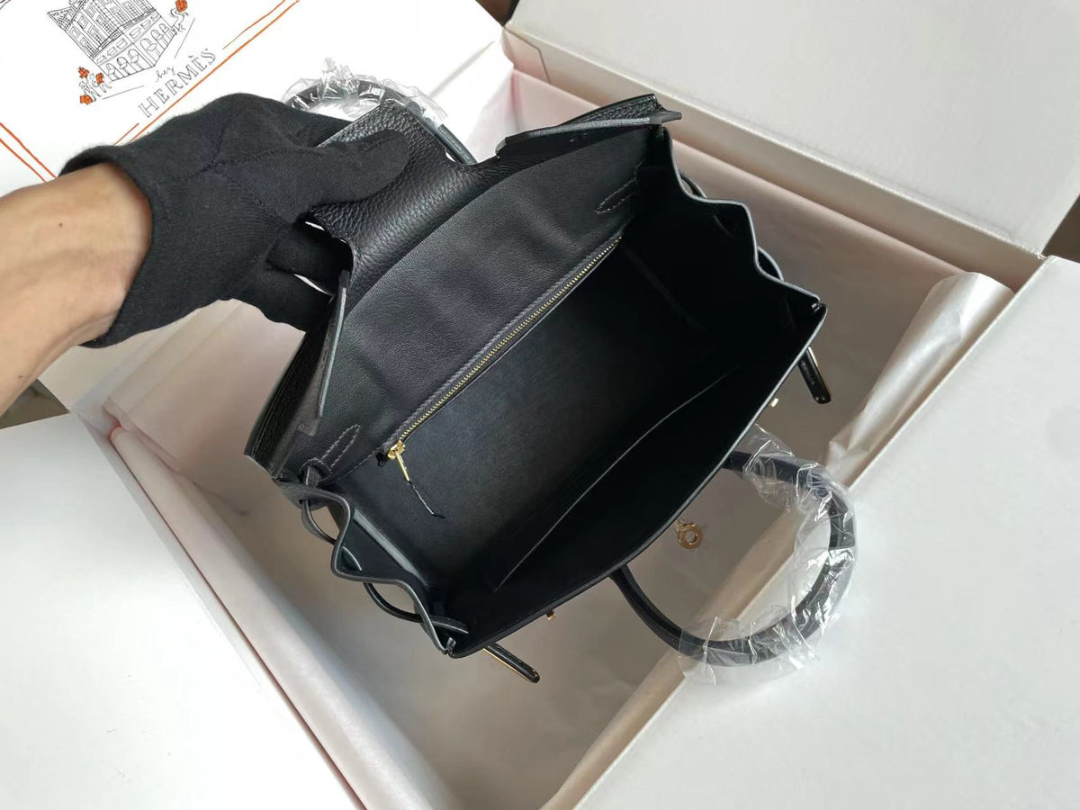 BIRKIN 25 BAG IN BLACK CALFSKIN WITH COLORFUL STICKER